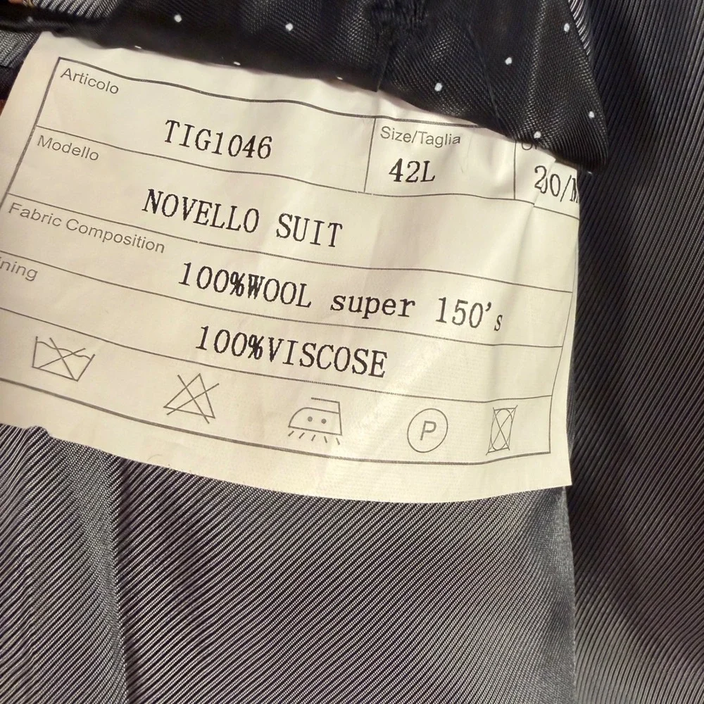 Tiglio‎ Luxe Blazer 42L Super 150s Wool Italy Black  Pinstripe Mens Sport Jacket